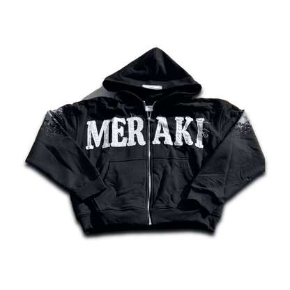 BLACK MERAKI ZIP-UP HOODIE