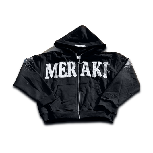 BLACK MERAKI ZIP-UP HOODIE